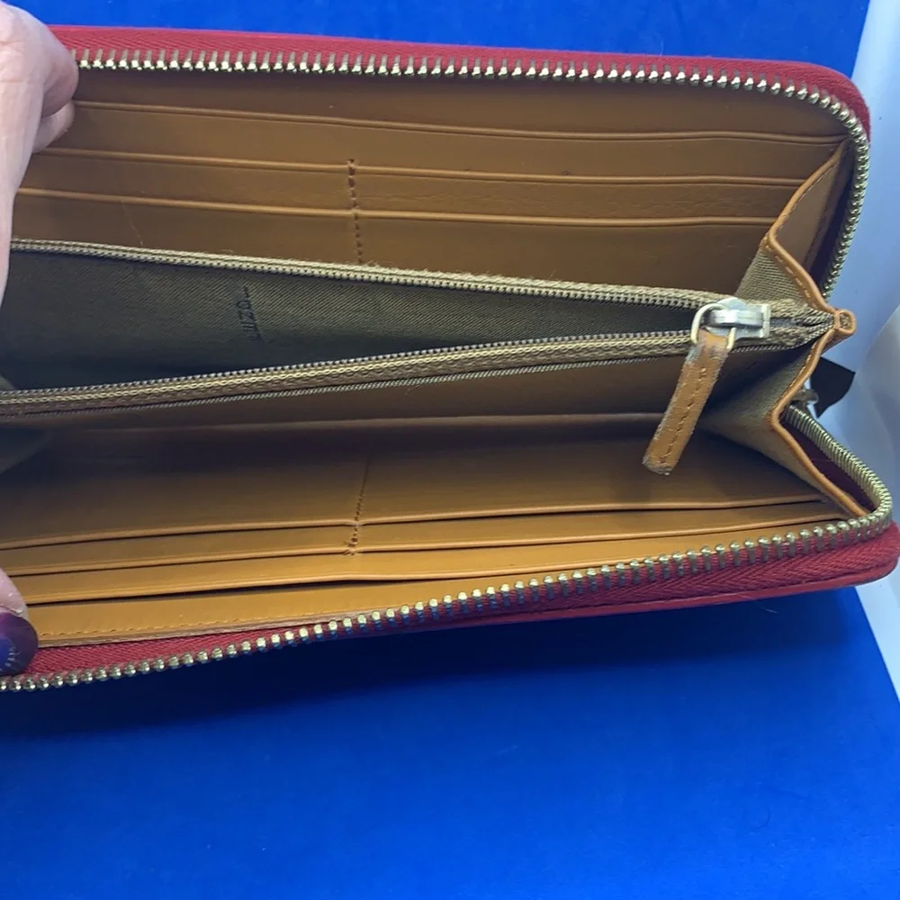 Fendi Magenta/Tobacco‎ Pequin Stripe Canvas and Zip Around Continental Wallet
